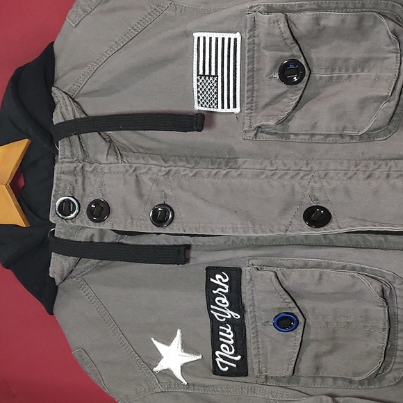 Women's REBEL & SOUL New York Patch Dark Gray Full Zip/Button Jacket Sz XXL - Picture 4 of 8